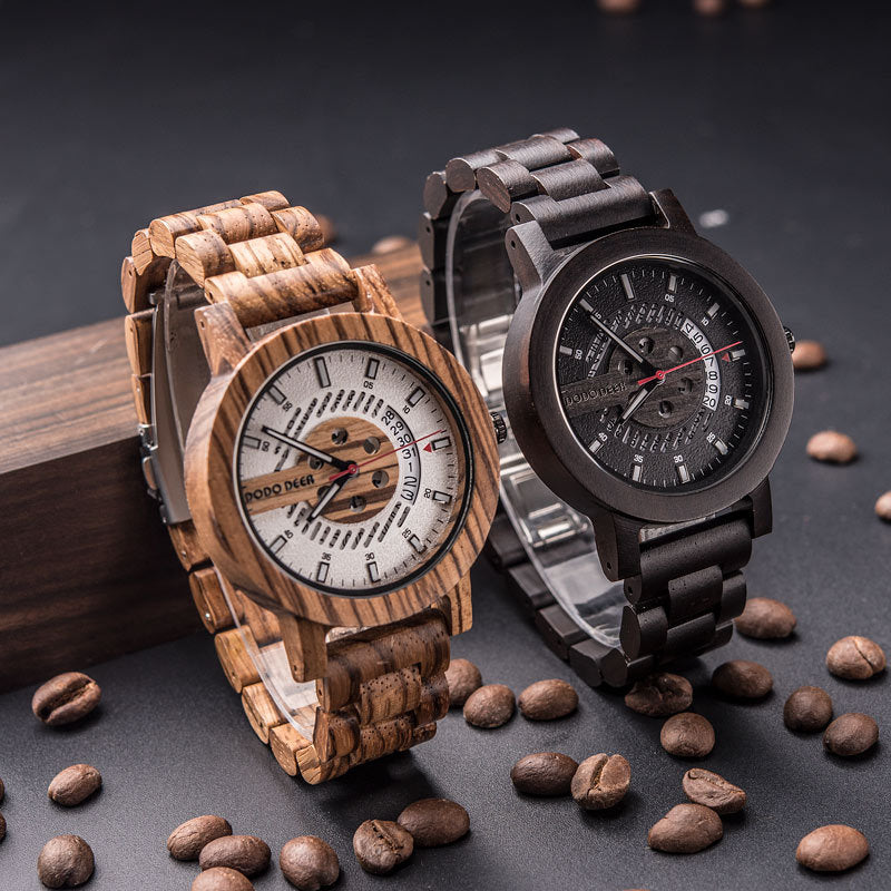 Männliche Quarz-Uhr mit Holzarmband – Bild 6 | LuxeStyle