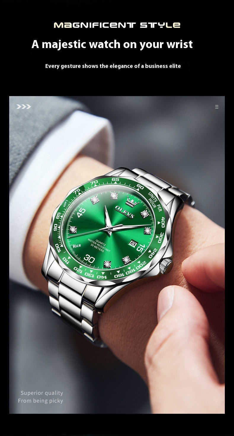 Submariner Quarz-Herrenuhr, Grün, Leuchtzeiger – Bild 12 | LuxeStyle