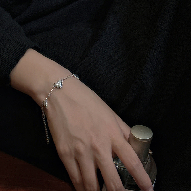 S925 Silber Armband mit strukturiertem Herz | LuxeStyle