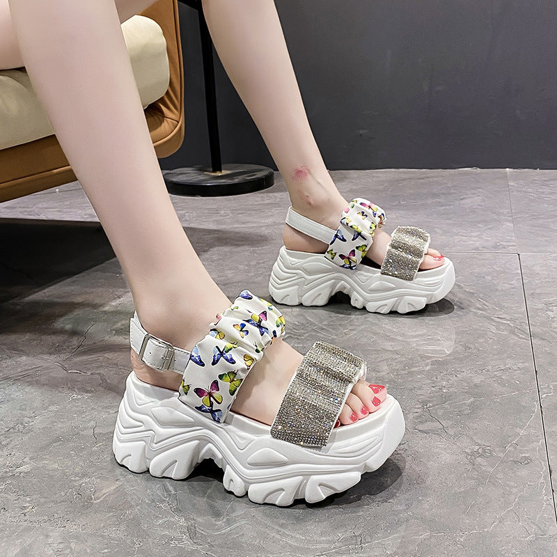 Gradient Platform Sandalen mit Riemen – weiss/blau/pink – Bild 7 | LuxeStyle