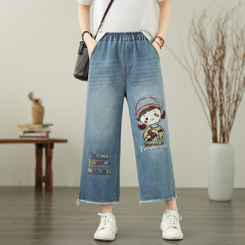 Stickerei Jeans mit Schmetterling