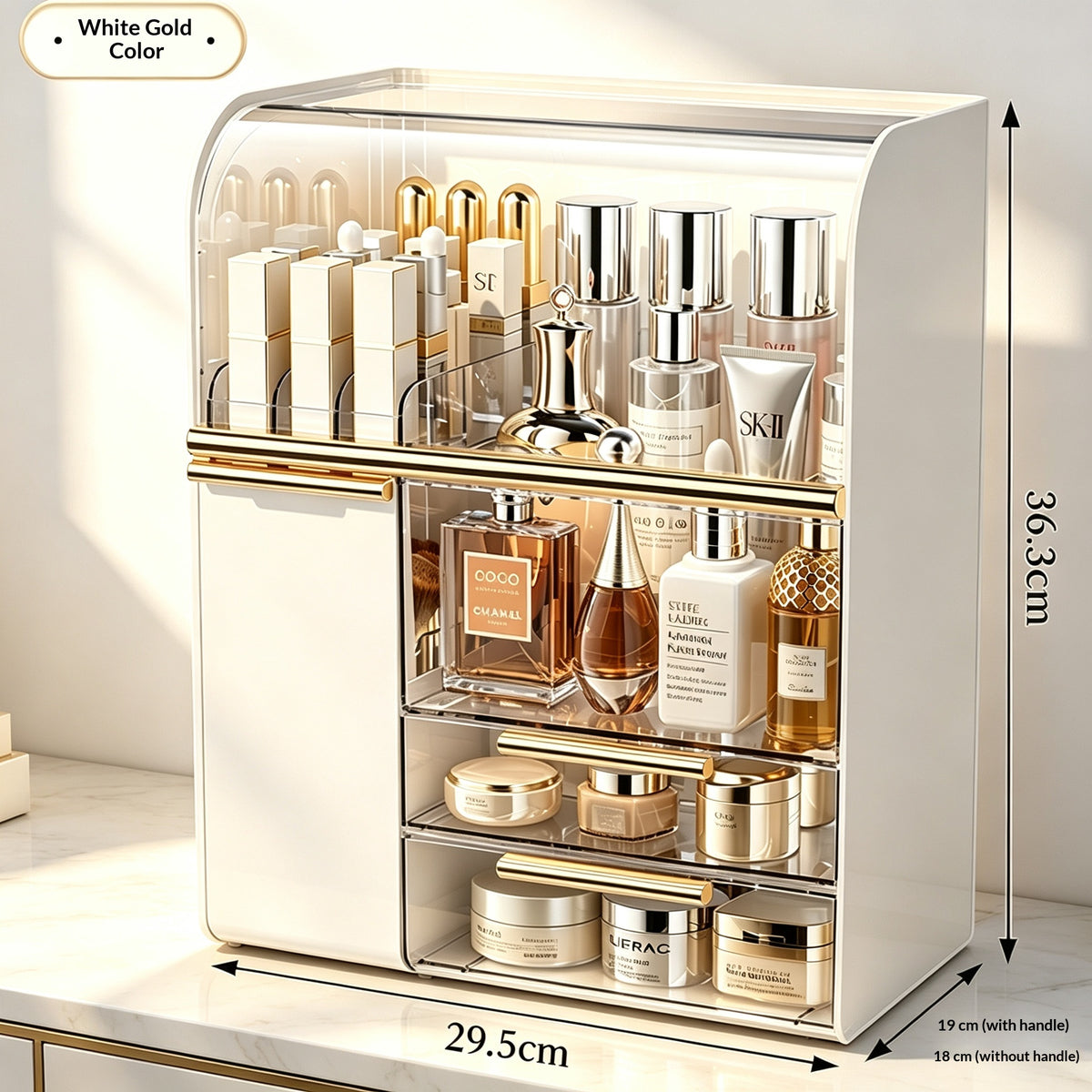 Kosmetikaufbewahrungsbox mit Pinsel- und Lippenstiftfach | LuxeStyle