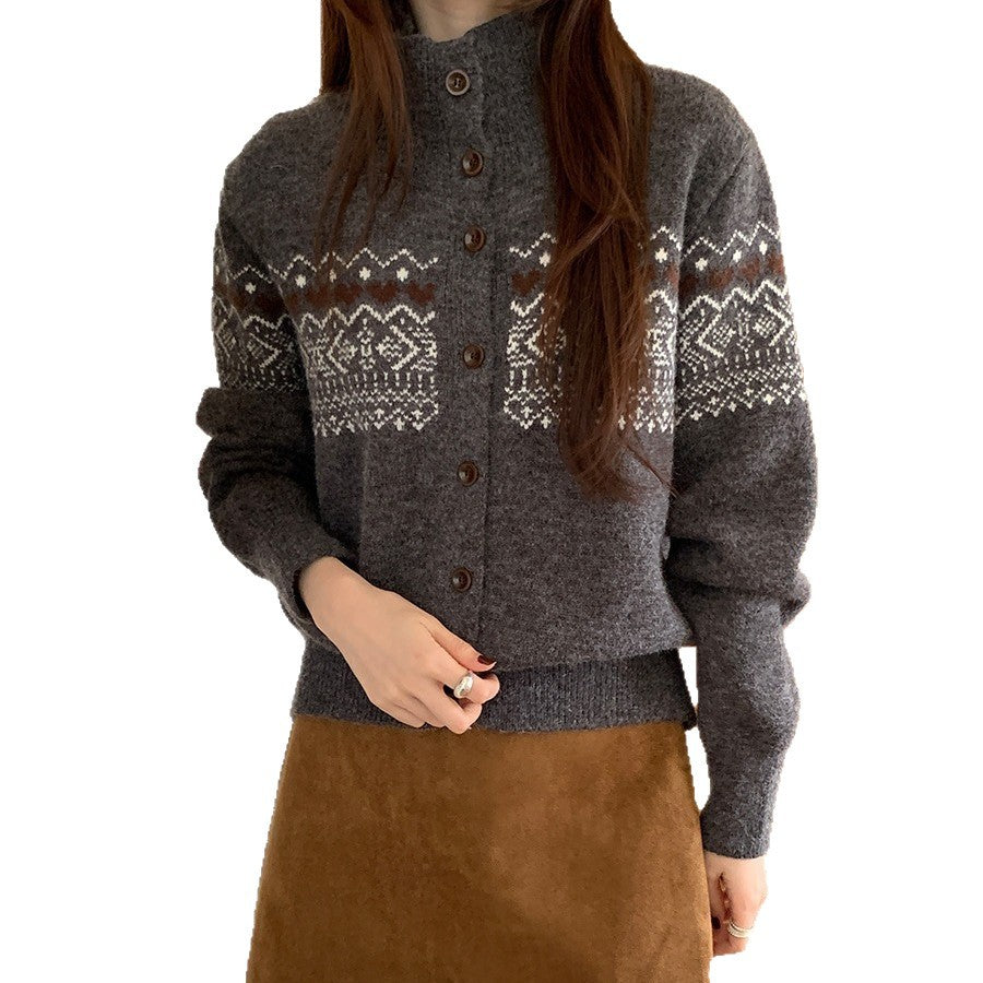 Fair Isle Strickpullover mit langen Ärmeln