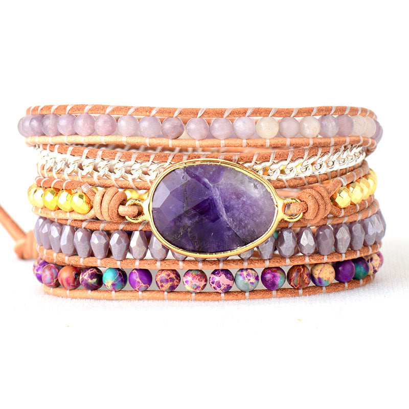 Lederarmband mit Amethyst