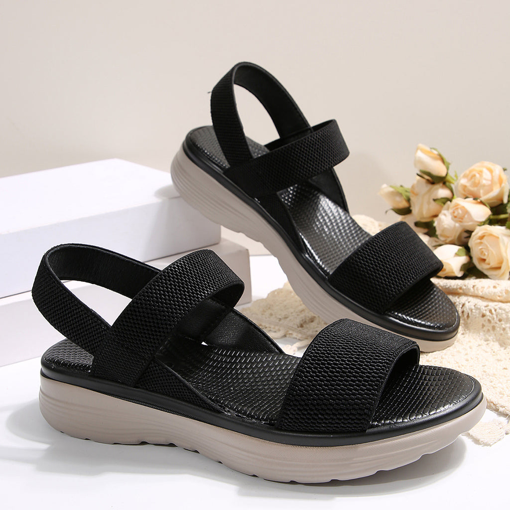 Plateau-Sandalen mit Elastikriemen