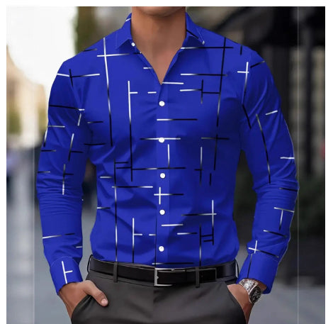 Herren Langarmhemd mit Farbblock-Print – Bild 4 | LuxeStyle