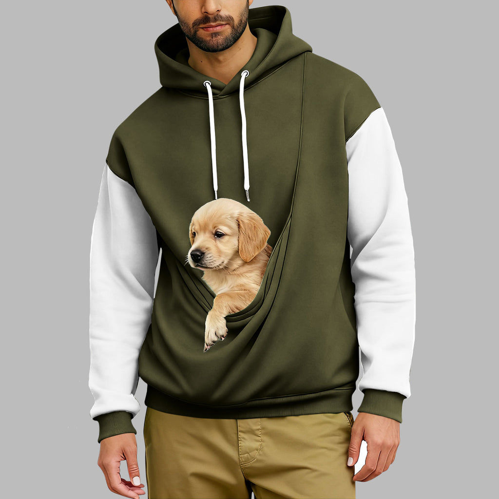 Retro-Hoodie mit Farbblock-Muster