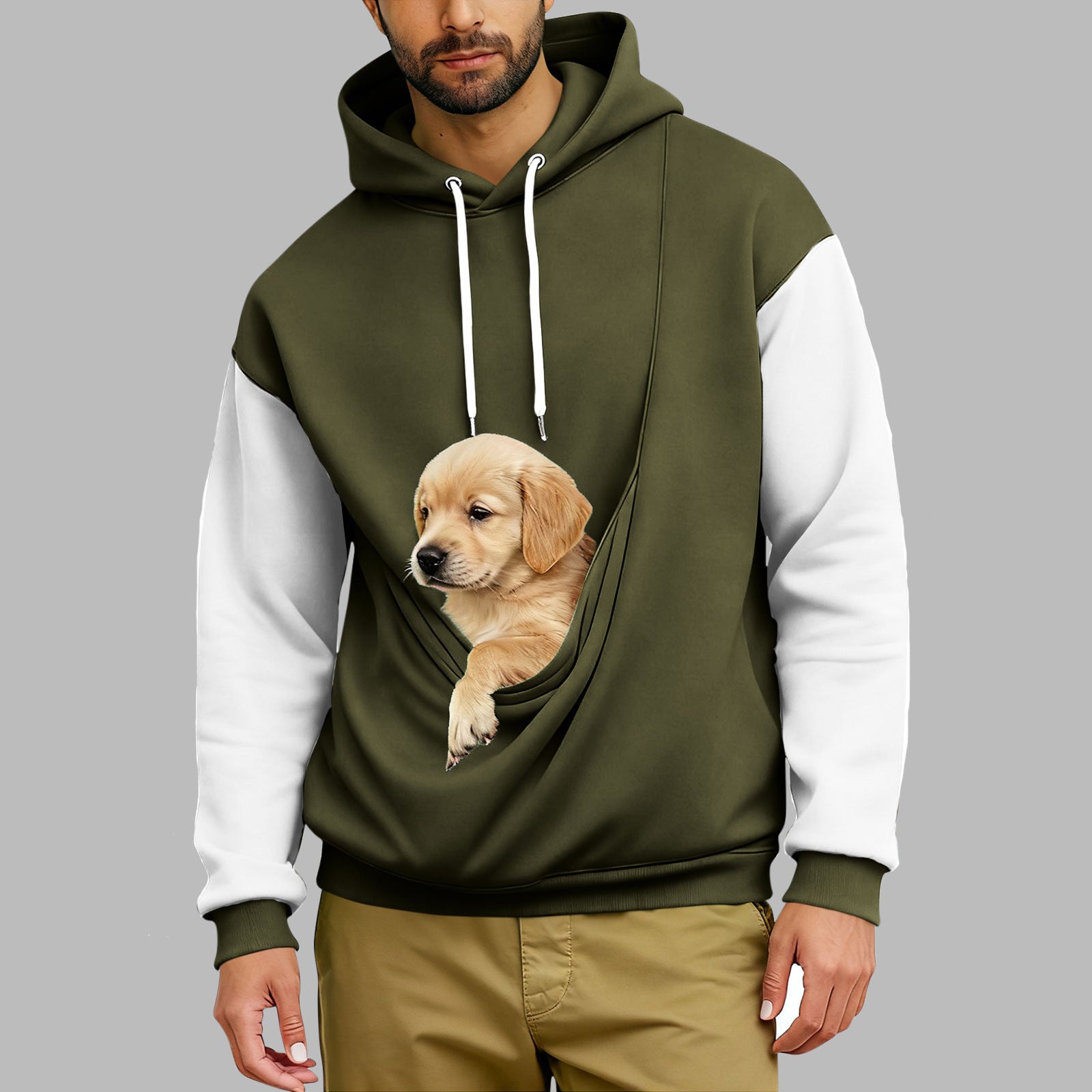 Retro-Hoodie mit Farbblock-Muster