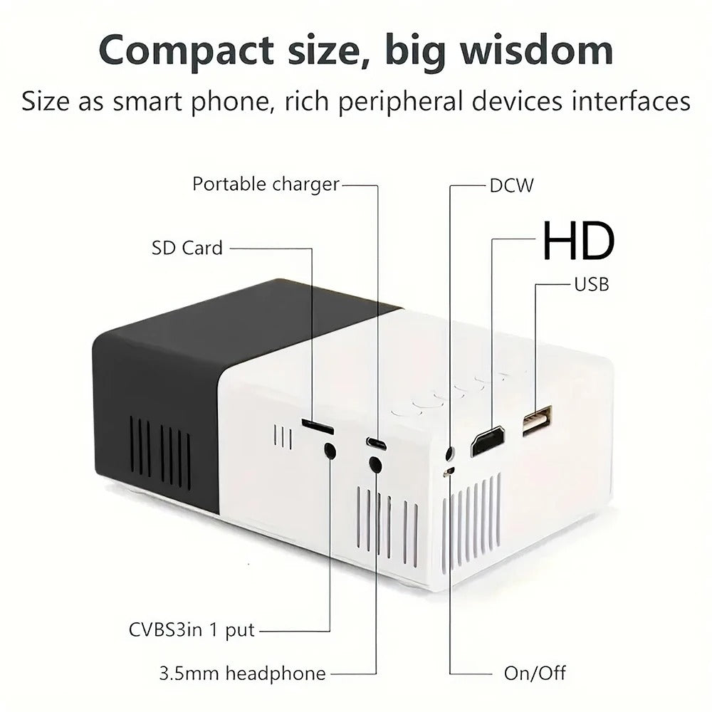 Mobiler 1080p HD Mini-Projektor mit Standfuss