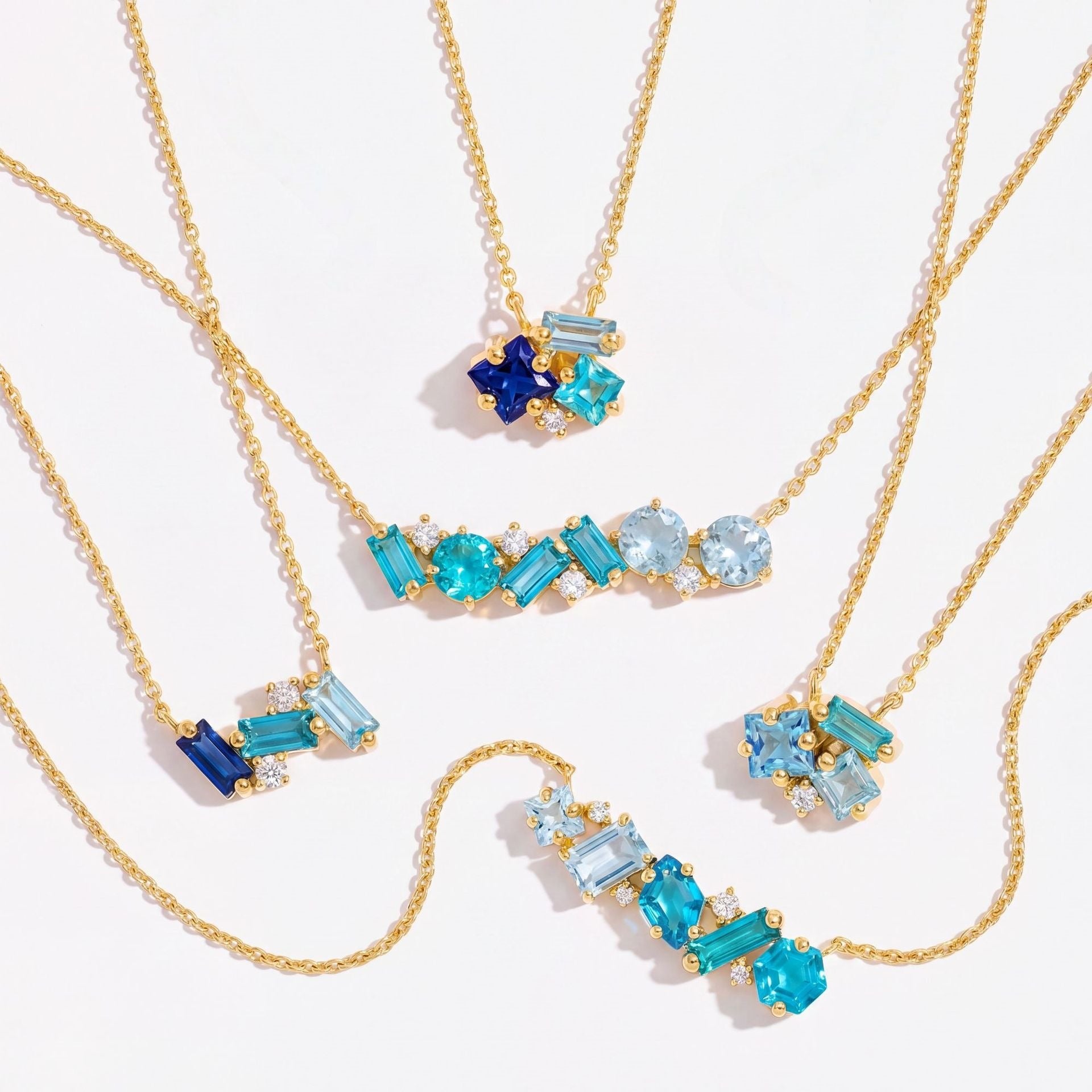 Geometrischer Blauer Diamant-Halsketten-Schmuck