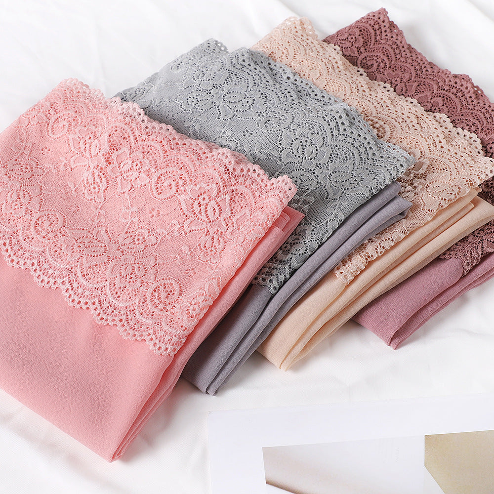 Schal aus Chiffon mit Spitzenabschluss – Bild 13 | LuxeStyle