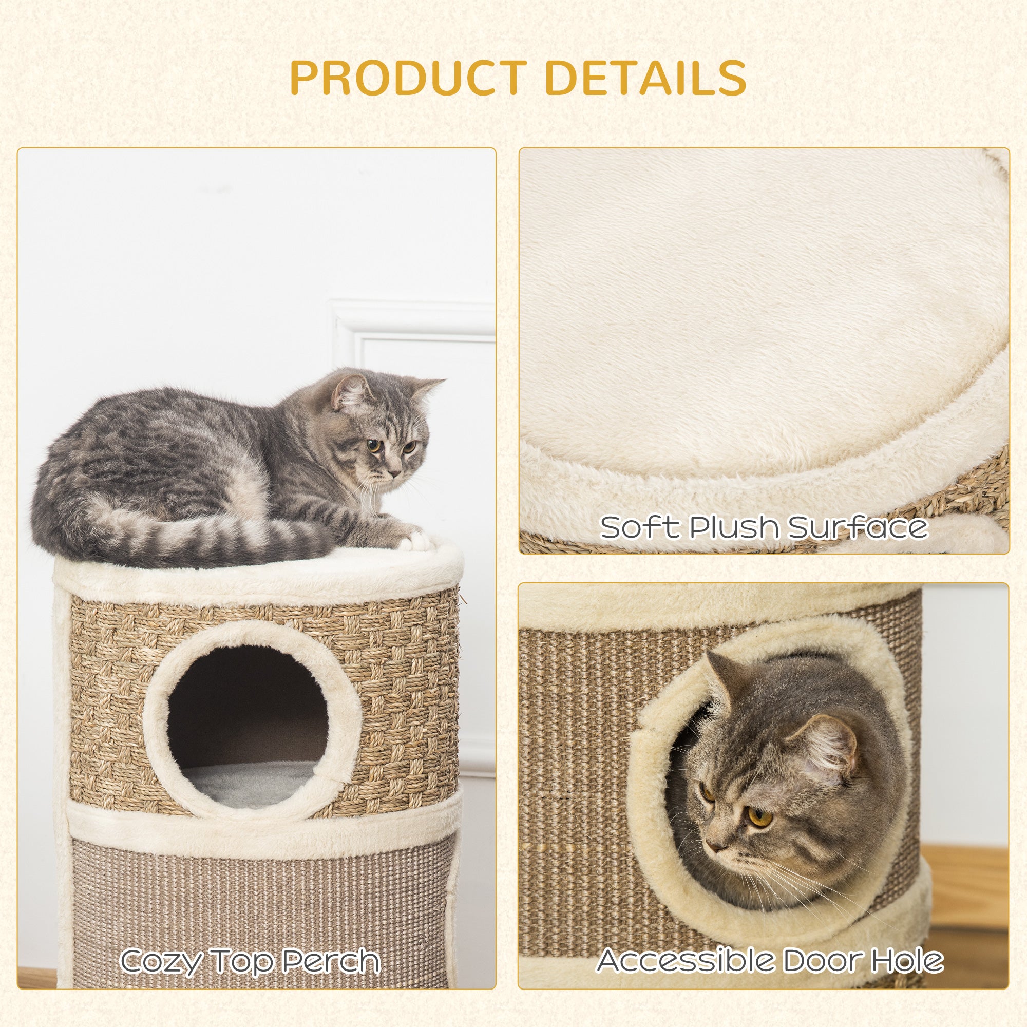 3-stöckiger Katzen-Schlafplatz mit Kratzfläche