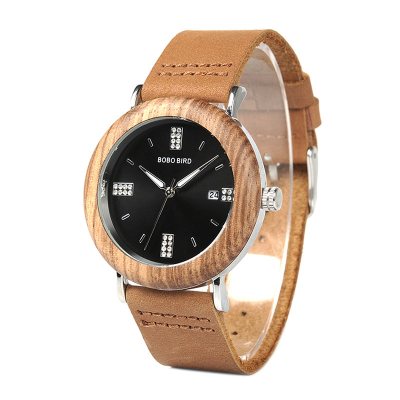 Herren-/Damenuhr, minimalistisch, Retro-Holz