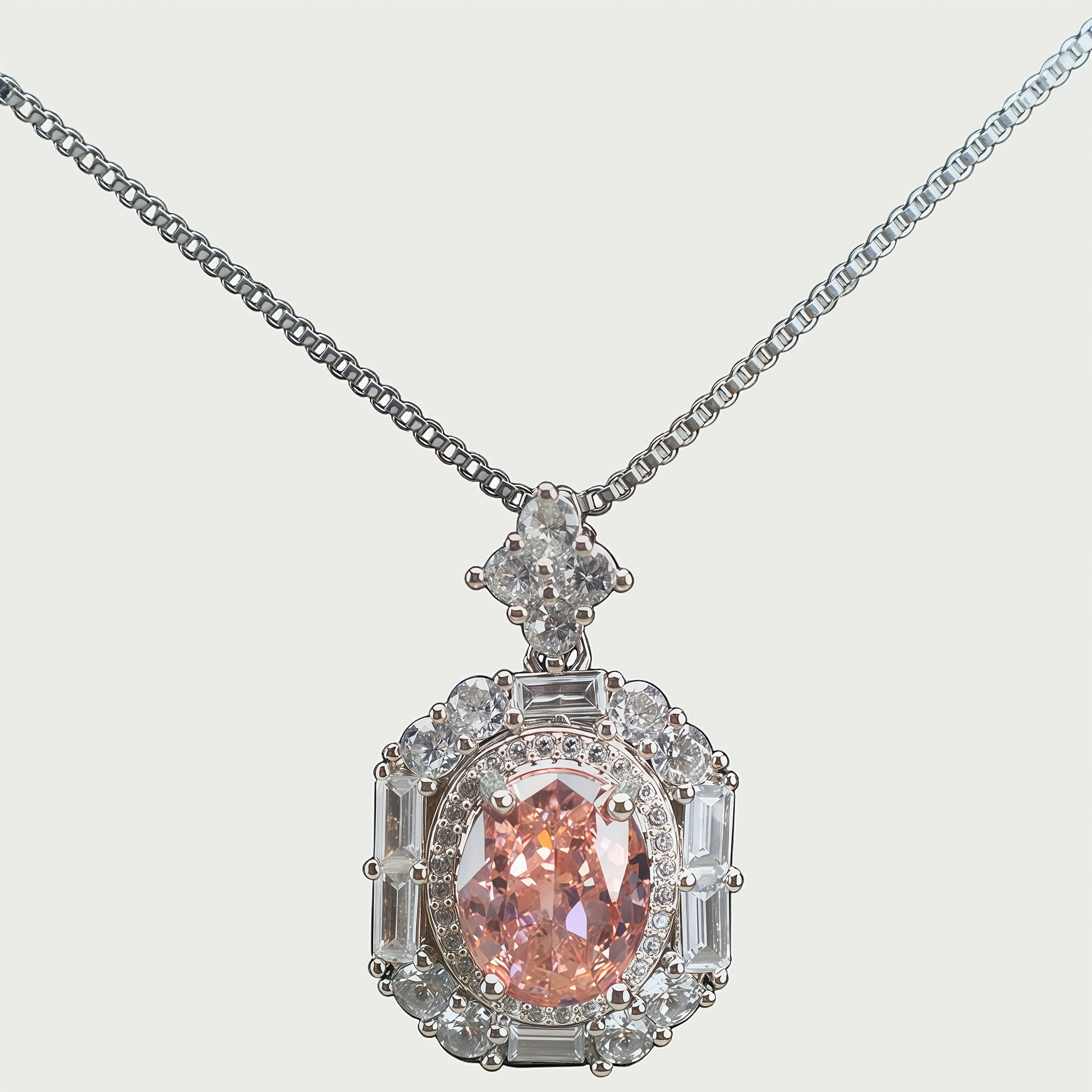 Eleganter Halo-Anhänger mit ovalem Zirkonia