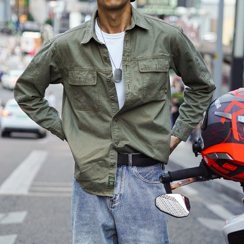 Retro Workwear Langarmhemd für Herren | LuxeStyle