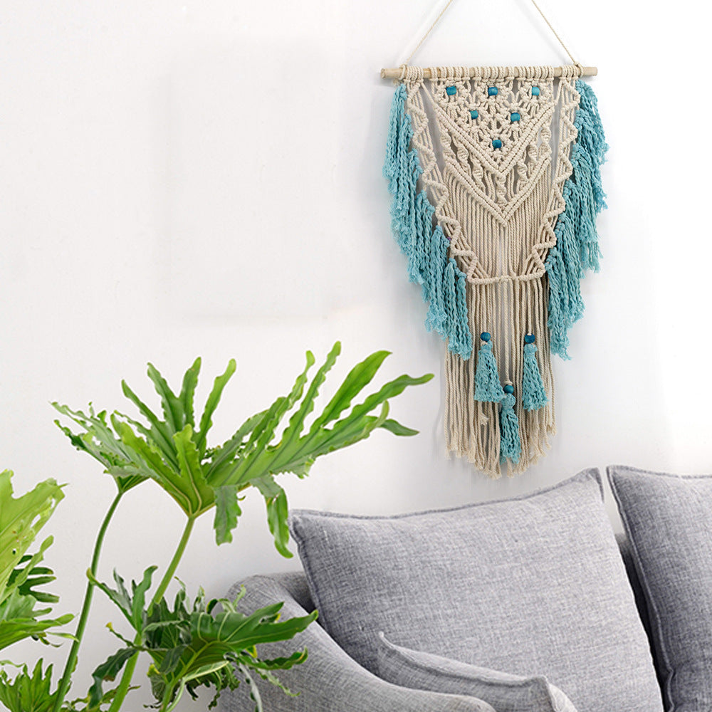 Makramee Wandteppich aus Baumwolle, beige | LuxeStyle