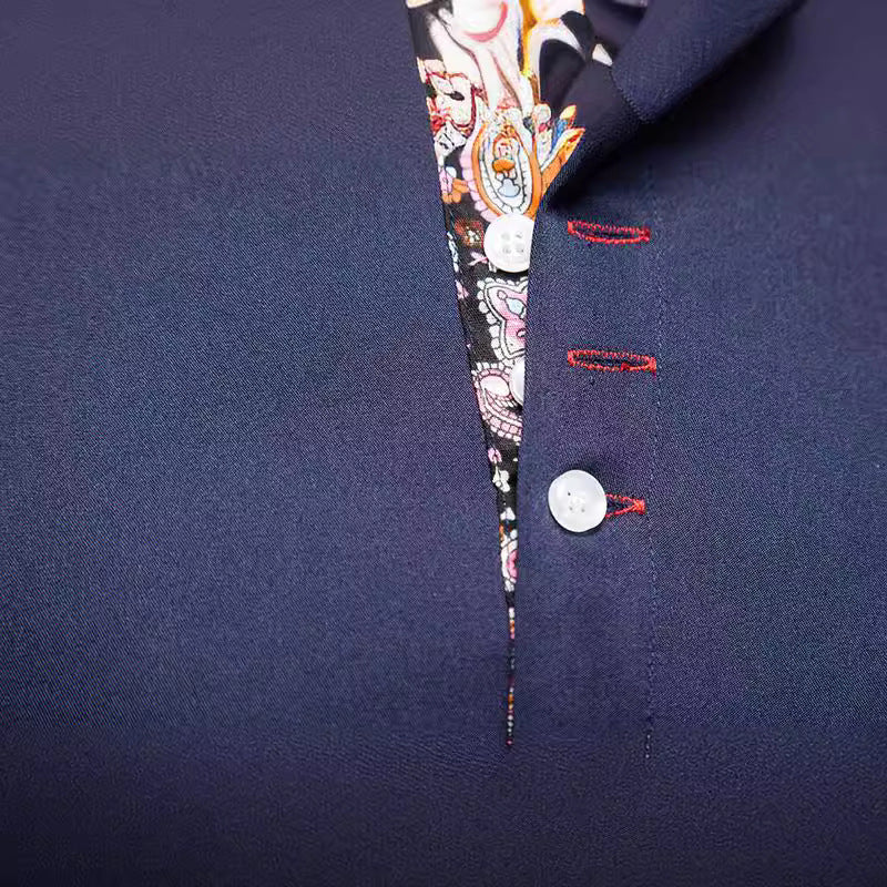 Herren Langarmhemd mit Revers, schmal geschnitten | LuxeStyle