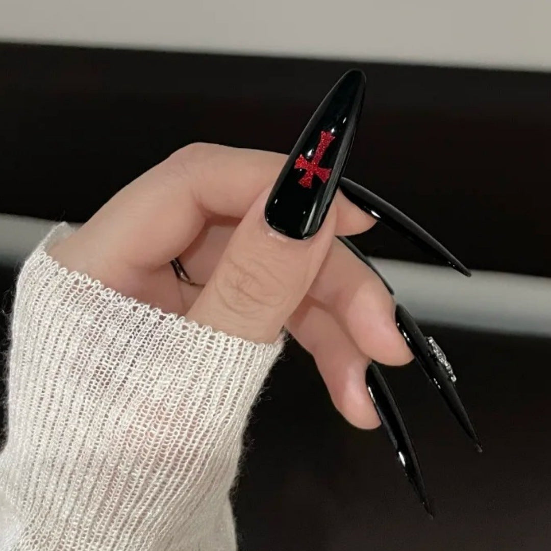 Dunkelrote Cat-Eye Nägel zum Aufkleben