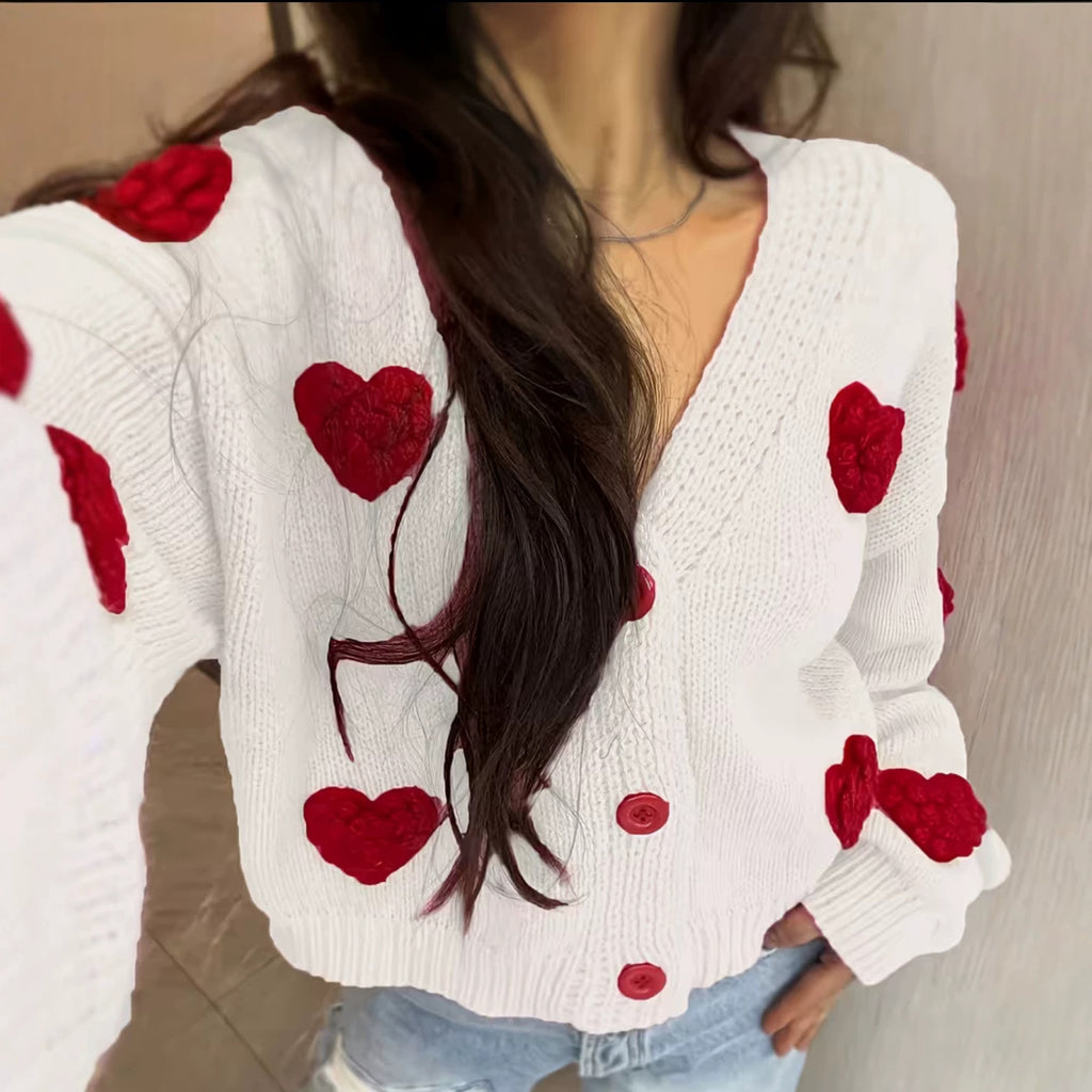 Strick-Cardigan mit Herzmotiv