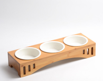 Fressnapf aus Bambusholz mit Bogen-Design | LuxeStyle