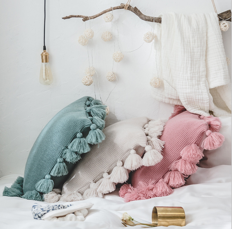 Bohemian Strick-Kissenbezug mit Fransen – Bild 10 | LuxeStyle