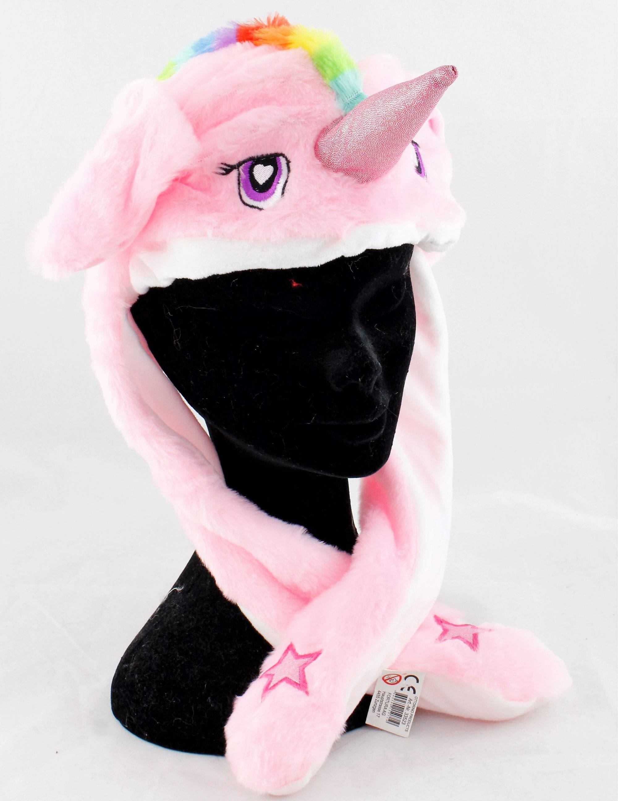 Mütze Einhorn mit beweglichen Ohren rosa mit Luftpumpe