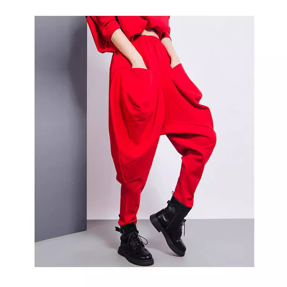 Weite Gothic-Hose mit Elastikbund