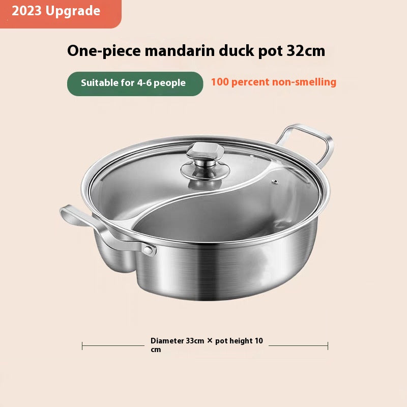 Zwei-Geschmacks Hot Pot, 32cm, mit Glasdeckel