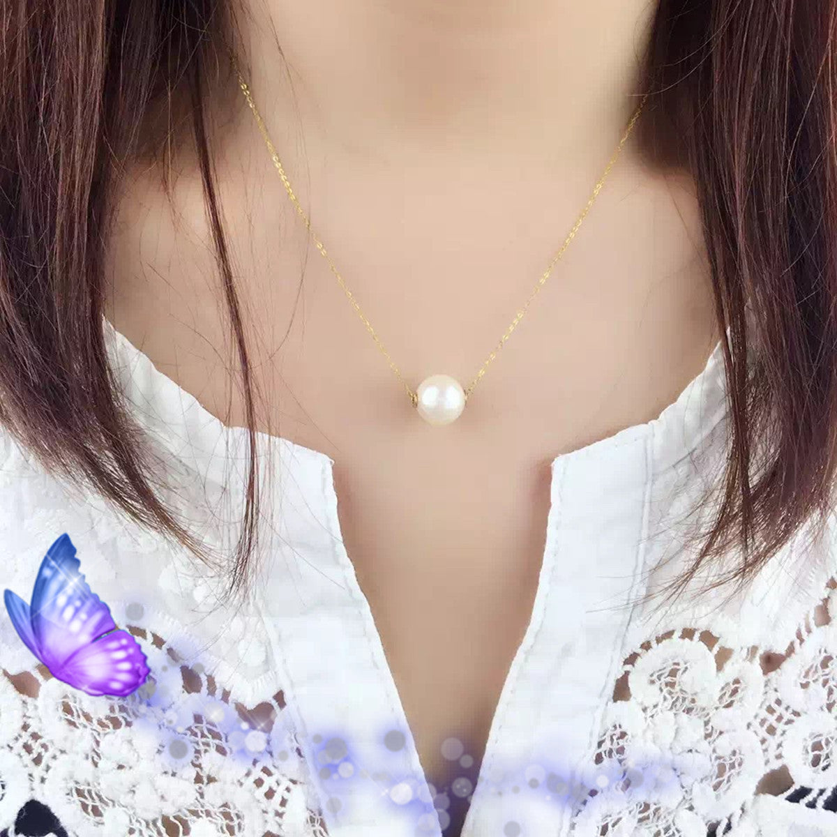 Perlen-Halskette mit 18K Gold
