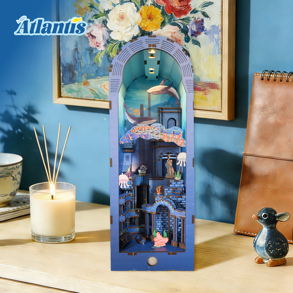 3D Holzpuzzle Atlantis Bücherregal mit Beleuchtung