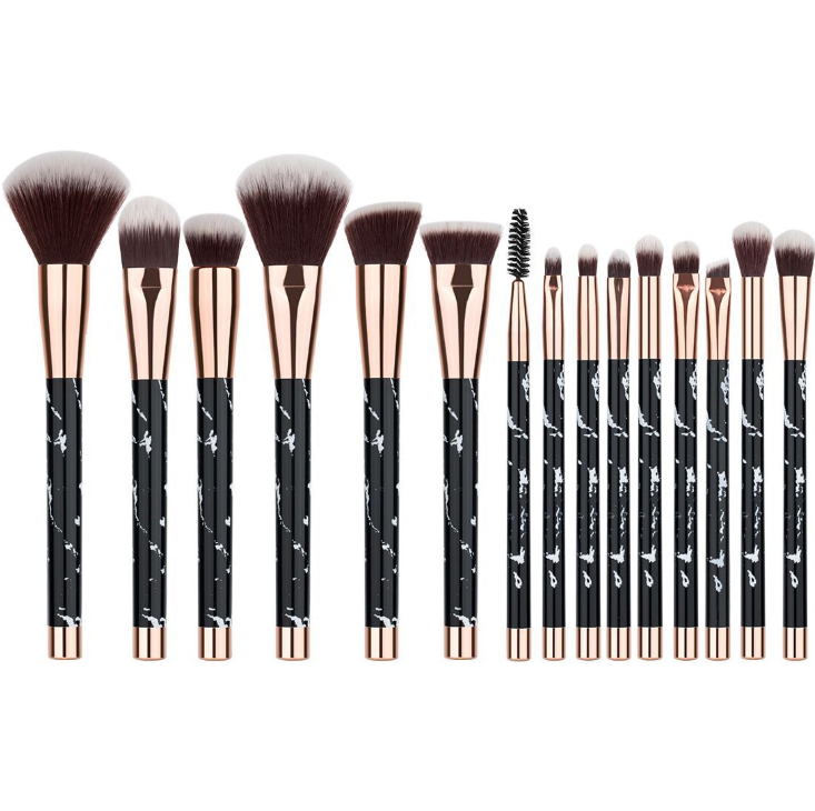 15-teiliges Make-up Pinselset Marmor-Optik – Bild 3 | LuxeStyle