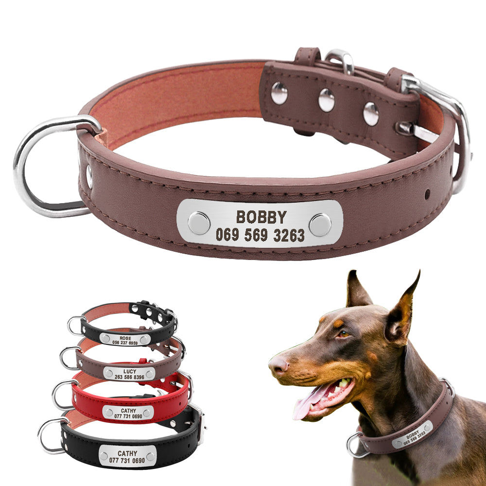 Personalisierbares PU-Lederhalsband für Haustiere