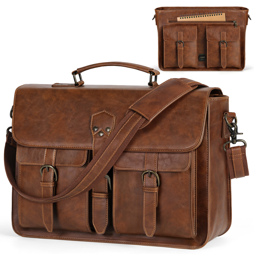Grosse Umhängetasche für Herren, Braun – Bild 3 | LuxeStyle