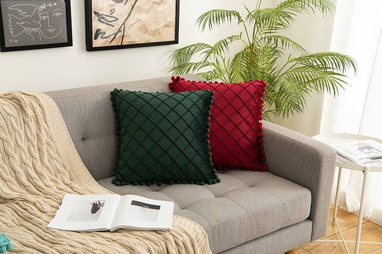 Samt Kissenbezug mit Rautenmuster und Quasten – Bild 2 | LuxeStyle