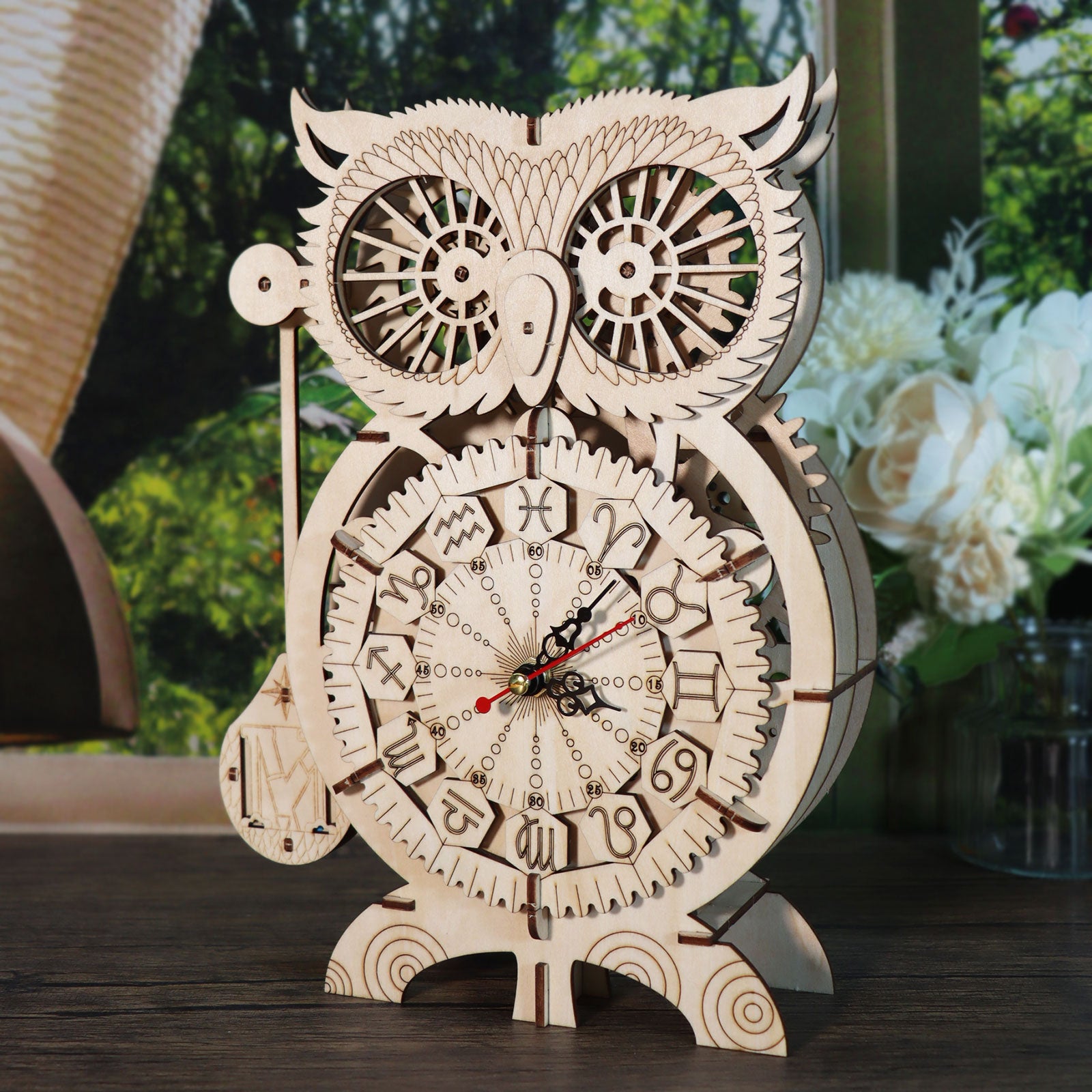 3D Holzpuzzle Eulen-Uhr Bausatz