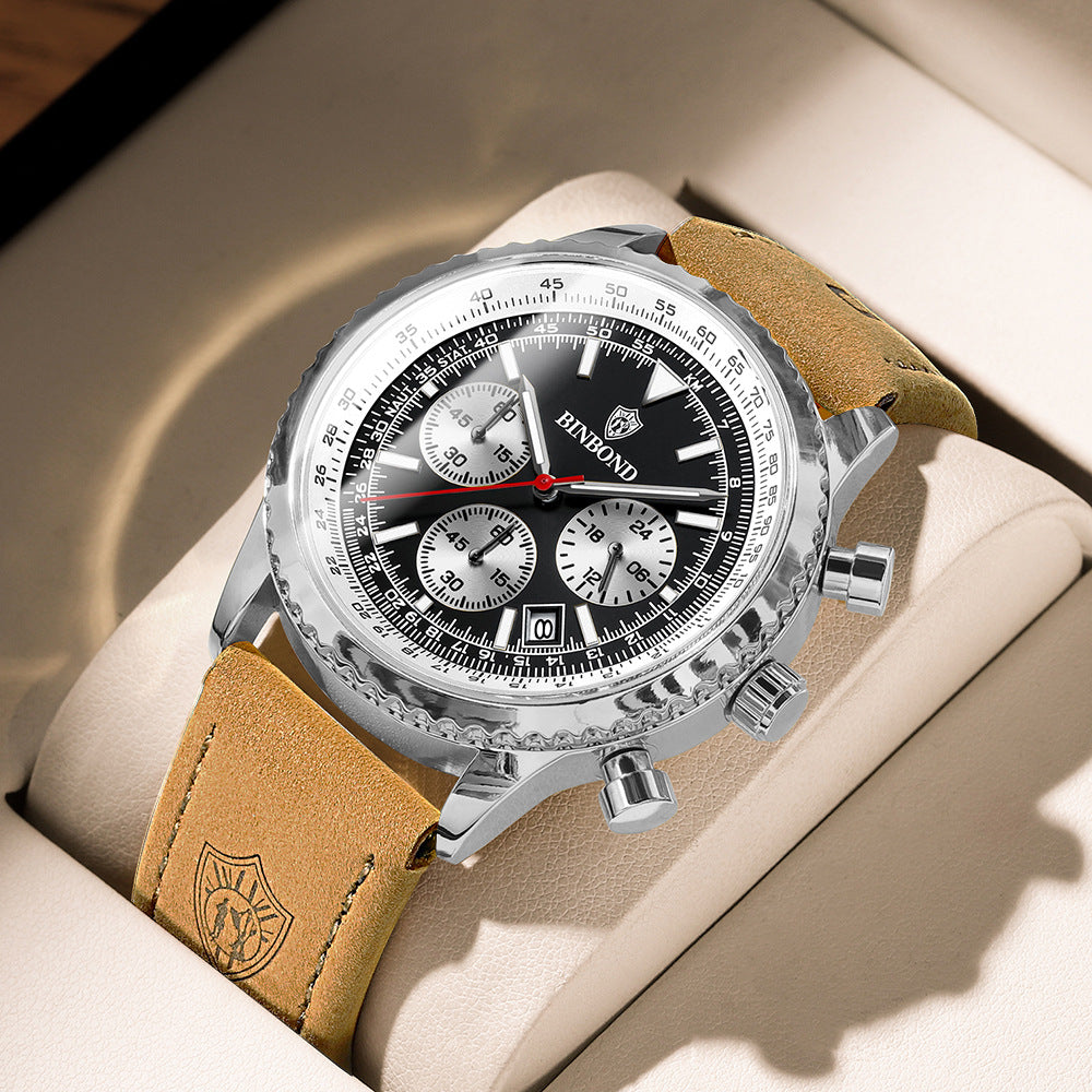 Herren Business Armbanduhr mit Lederarmband