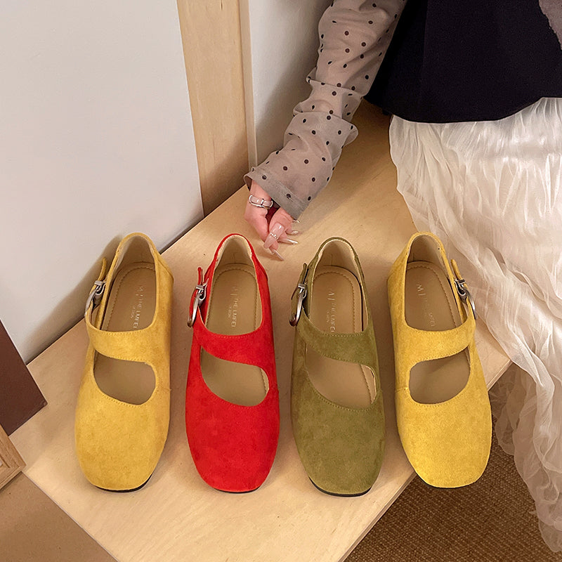 Ballet Flats Mary Jane Wildleder