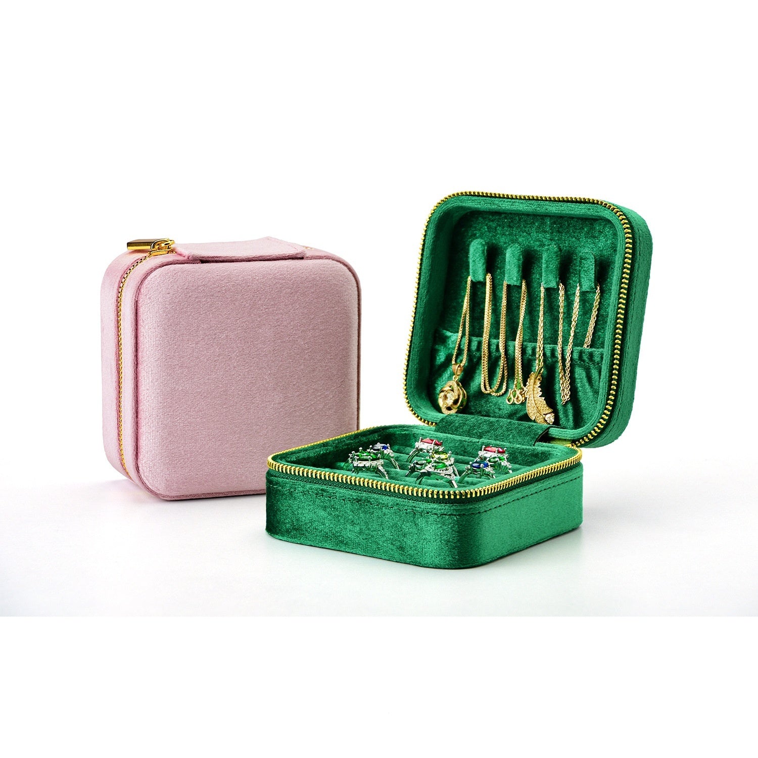 Samt Schmuckbox für Ringe und Halsketten