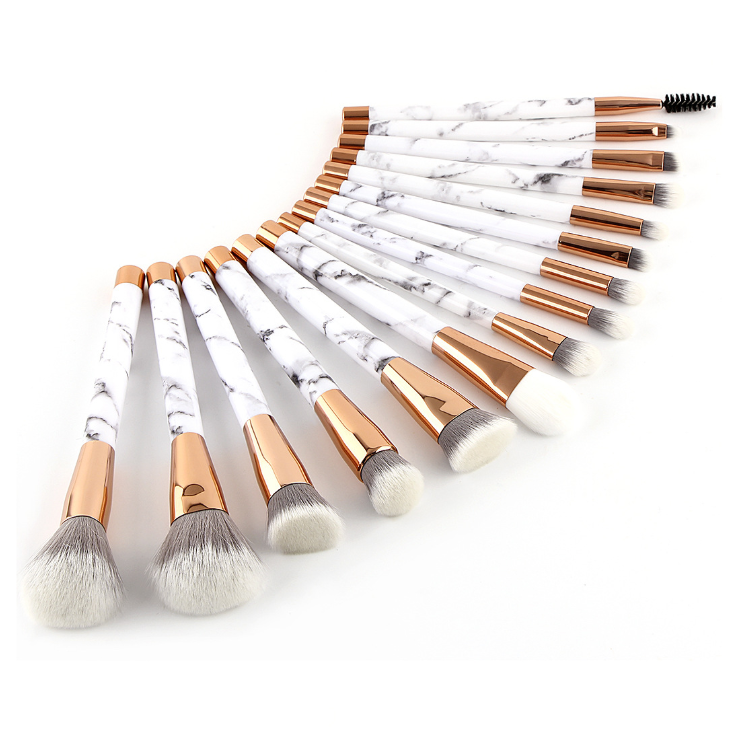 15-teiliges Make-up Pinselset Marmor-Optik – Bild 4 | LuxeStyle