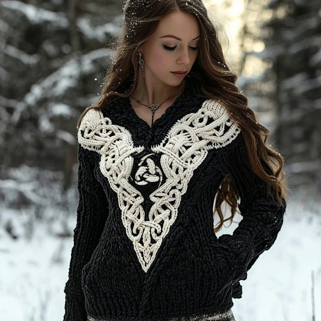 3D Digitaldruck V-Ausschnitt Pullover für Damen
