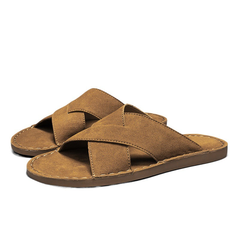 Herren-Slides «Porto» · Cross-Strap, Wildleder-Optik