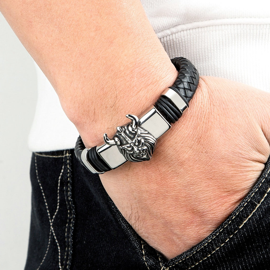 Herren-Armband aus Edelstahl und Leder – Bild 3 | LuxeStyle