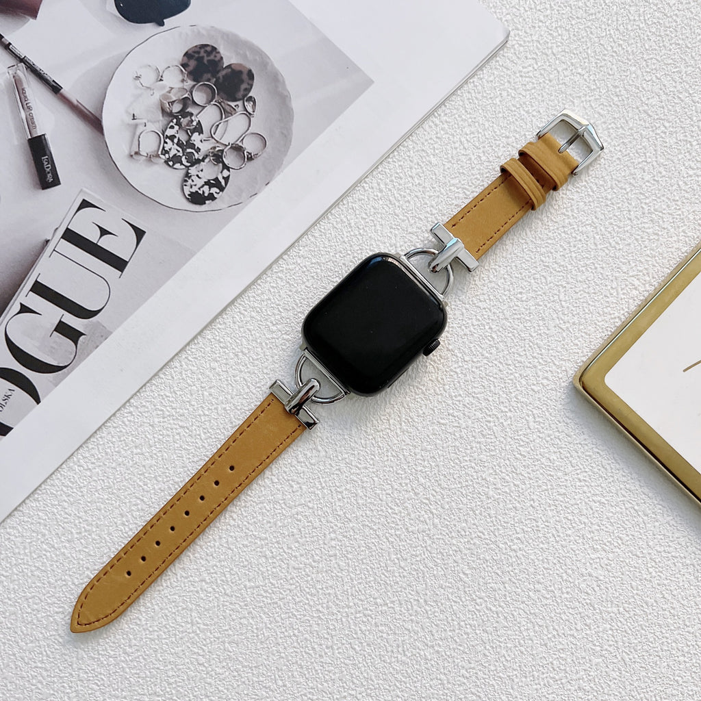 Personalisiertes D-förmiges Lederarmband für Apple Watch – Bild 7 | LuxeStyle
