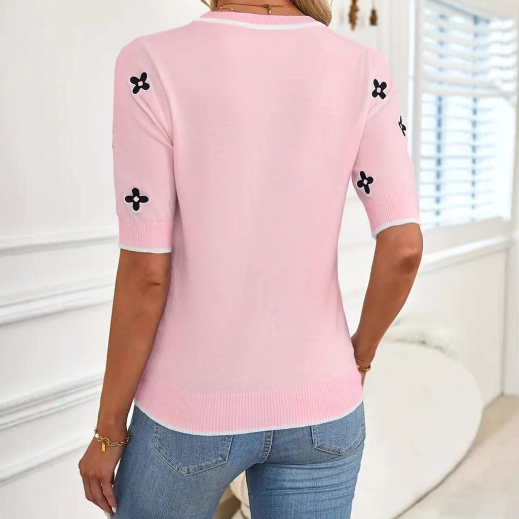 Jacquard Strickpullover mit 3/4-Ärmeln – Bild 5 | LuxeStyle