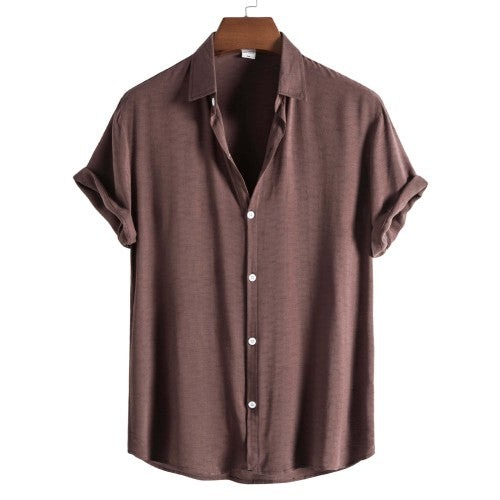 Herren Kurzarmhemd Dunkelzelle Uni-Farben – Bild 4 | LuxeStyle