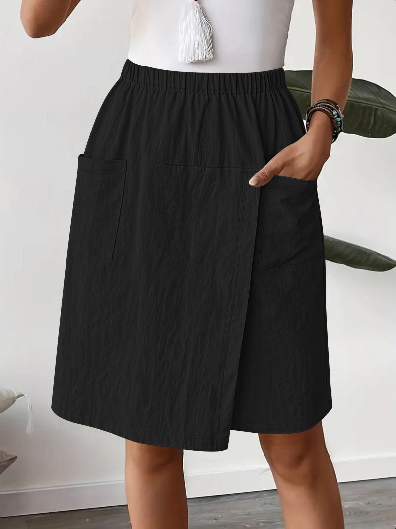 Damen-Casual Skort mit elastischem Bund und Taschen