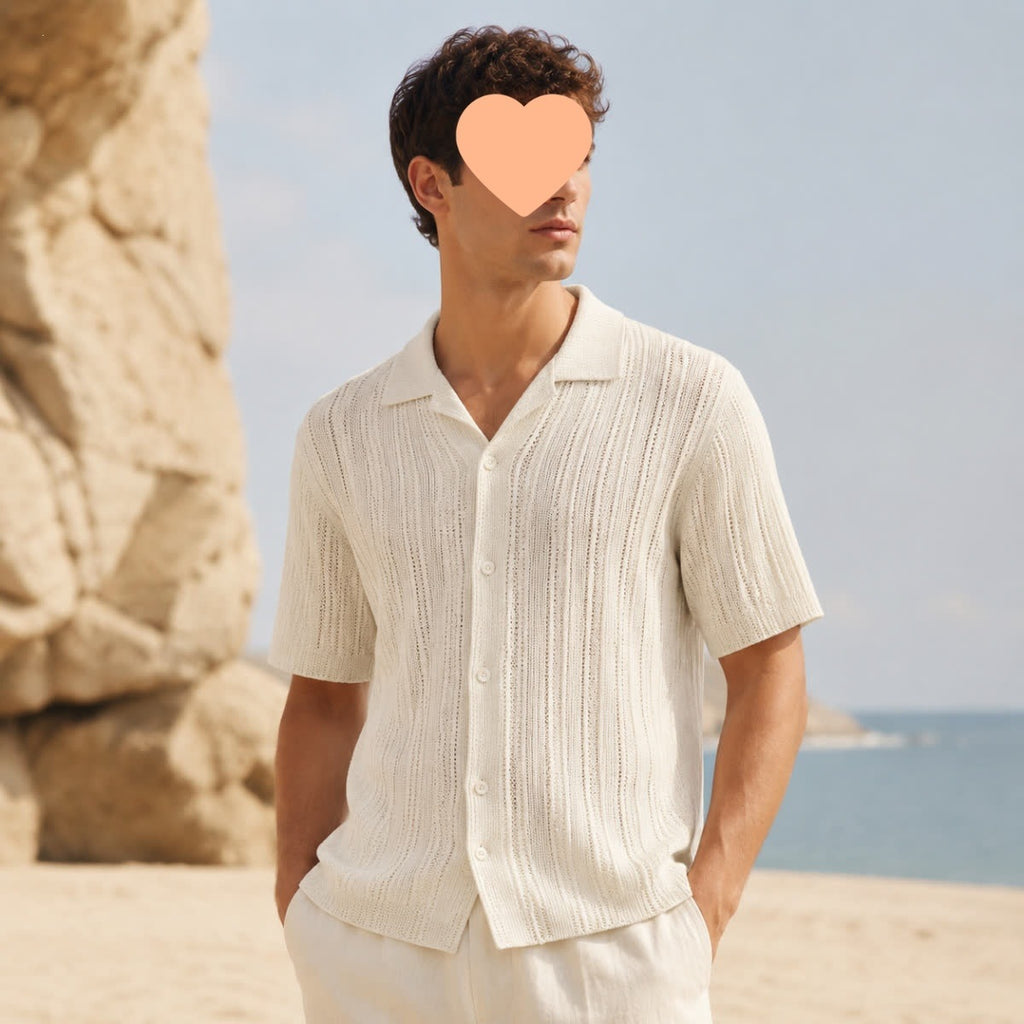 Leichter Kurzarm Pullover mit Lochmuster