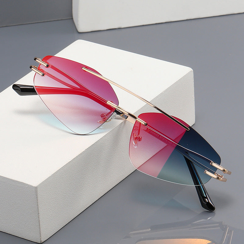 YSM8003 Rahmenlose Sonnenbrille mit polygonalem Schliff