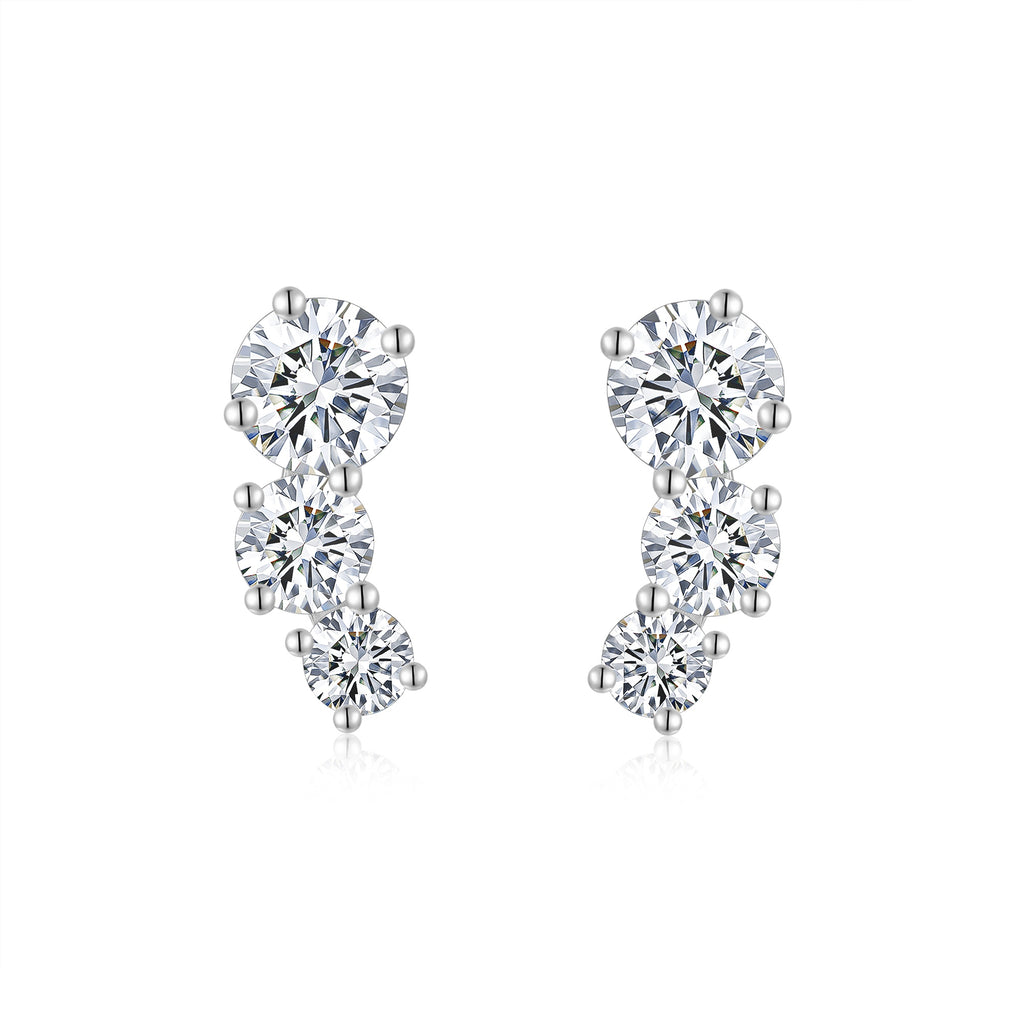 Moissanit-Ohrstecker «Trilogie» 1 ct · 925 Silber