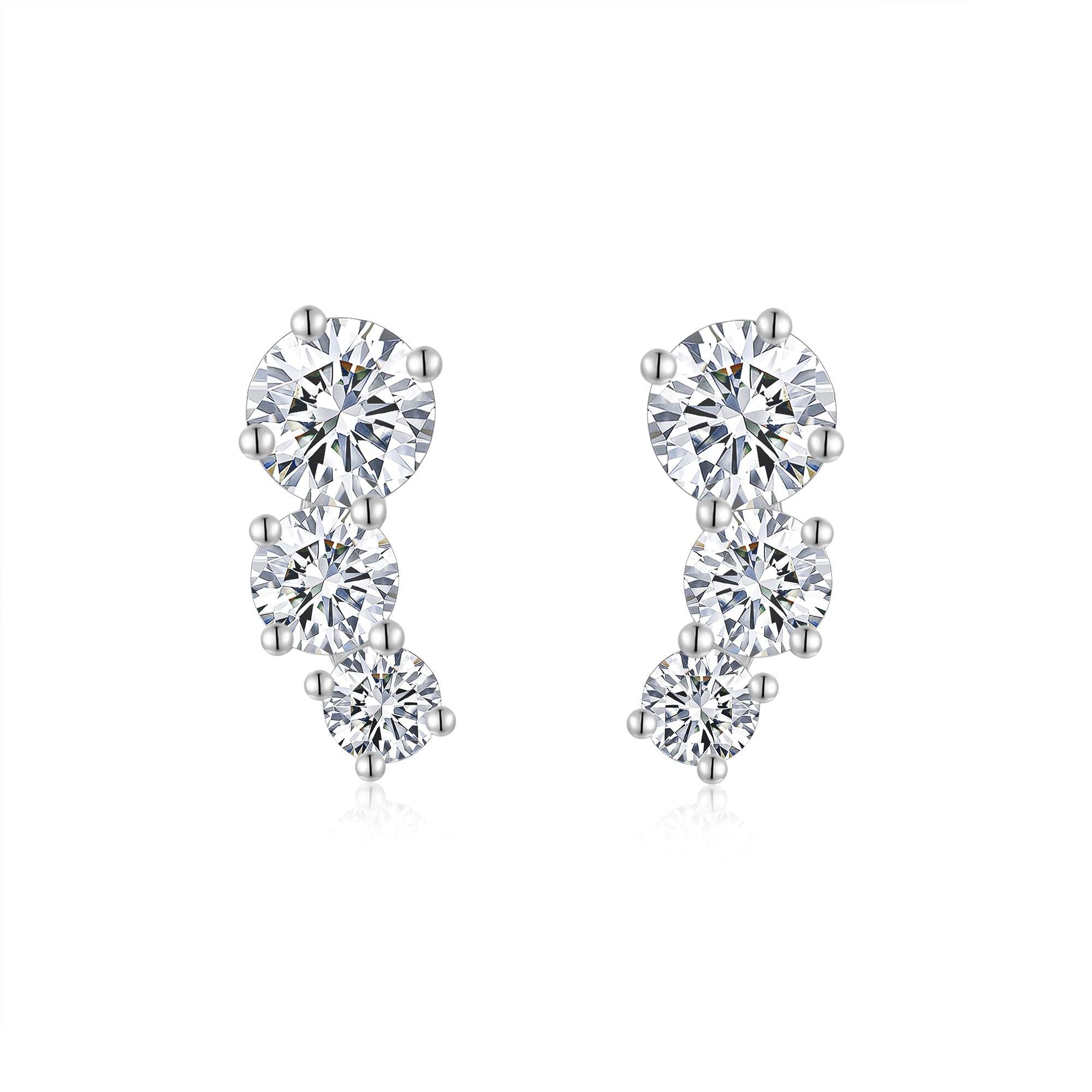 Moissanit-Ohrstecker «Trilogie» 1 ct · 925 Silber
